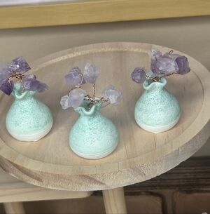 Amethyst Chips In Resin Green Vase